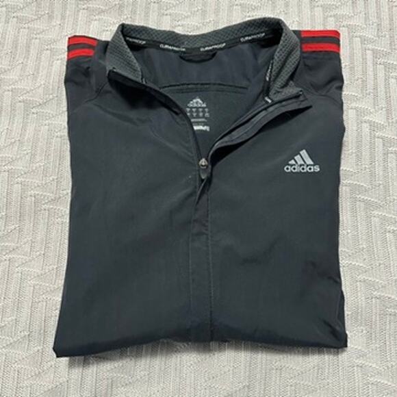 Adidas gray and red classic three stripe windbreaker jacket size XL - Picture 1 of 7